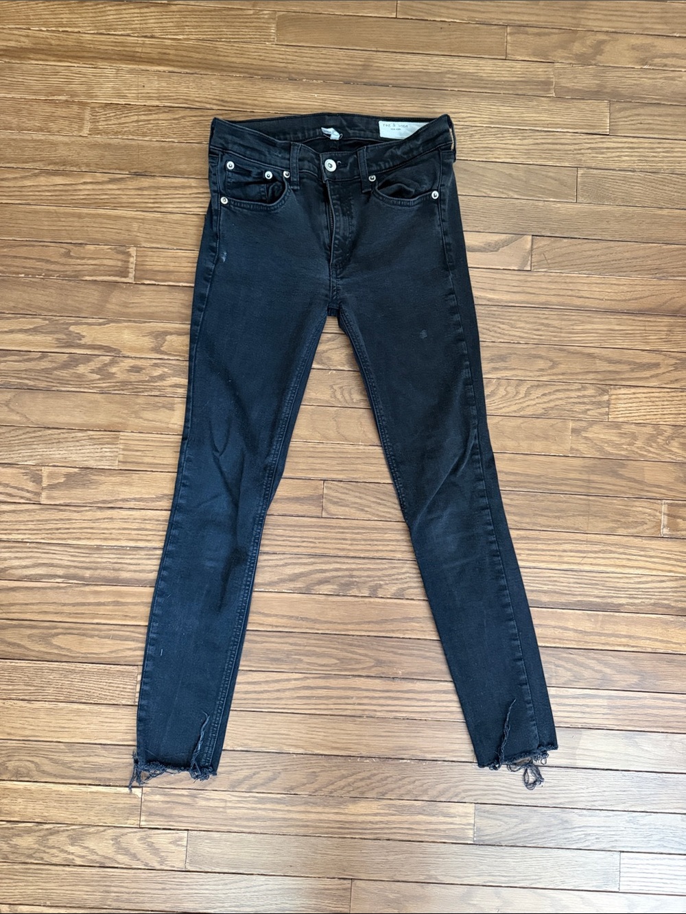 rag & bone Women's Black Skinny Jeans with Raw Hem